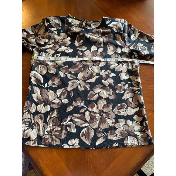 Petite Sophisticate size Small Challis Floral Leaf Print Blouse Vintage - Picture 8 of 10